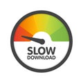 Round Speedometer slow download speed. Vector illustration template