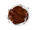 Round sphere made of chocolate and milk splashes on white Royalty Free Stock Photo