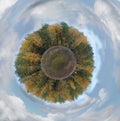 Round, spherical autumn photography.Small planet Royalty Free Stock Photo