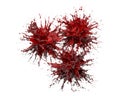 Round splashes of burgundy paint on a white background. 3D rendering