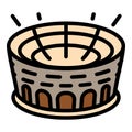 Round sport arena icon, outline style