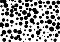 Round spots of black ink