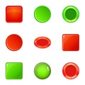 Round and square button icons set, cartoon style Royalty Free Stock Photo