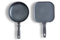 Round and square clean pans or skillets Royalty Free Stock Photo