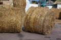 Round stack of hay