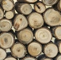 round stack of wood logs background