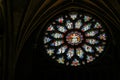 Round stained glass window in the Cathedral in Bristol on May 14, 2019