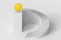 Round staircase, with golden coin on the top platform, 3d rendering Royalty Free Stock Photo