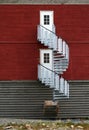 Round stairs of miners house on Svalbard Royalty Free Stock Photo
