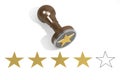 Round stamp with four stars rating