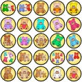 Round stamps with teddies Royalty Free Stock Photo