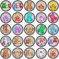 Round stamps with teddies Royalty Free Stock Photo