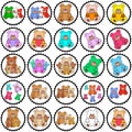 Round stamps with teddies Royalty Free Stock Photo
