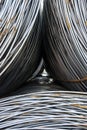 Round steel in rings in the material bearing several rings stacked, selective focus Royalty Free Stock Photo