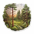 Forest Valley Road Sticker By Eosart - Detailed Botanical Illustrations