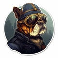 Steampunk Bulldog Sticker: Unique 2d Game Art With Dieselpunk Twist