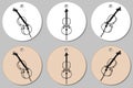 Round stickers template with cello. Isolated vector illustration with musician