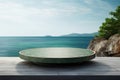 Round Stone Display Table at Ocean Side