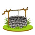 Round stone well for water extraction. Element of the countryside