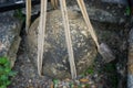 Round stones buried in the ground Royalty Free Stock Photo