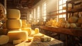 Farm production factory cheese yellow tradition food industrial dairy milk