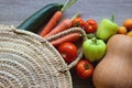 Straw Bag and Healthy Food Royalty Free Stock Photo