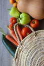 Straw Bag and Healthy Food Royalty Free Stock Photo