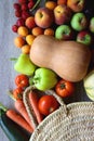 Straw Bag and Healthy Food Royalty Free Stock Photo