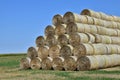 Round straw bales, bale stack.