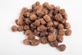 Chocolate cereal in white background Royalty Free Stock Photo