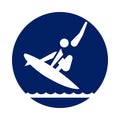 Round Surfing pictogram, new sport icon in blue circle