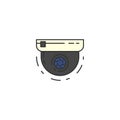 Round Surveillance Camera vector flat icon.