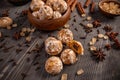 Round sweet gingerbread cookies