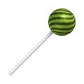 Watermelon lollipop on a white background. A realistic sweet candy. Vector illustration