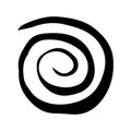 Round swirl symbol, hand painted with ink brush Royalty Free Stock Photo