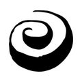 Round swirl symbol, hand painted with ink brush Royalty Free Stock Photo