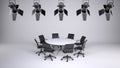 Round table and eight office chairs Royalty Free Stock Photo