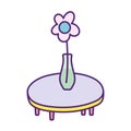Round table furniture with flower in vase decoration