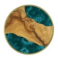 Round table made of slab of wood and epoxy resin art. 3D rendering