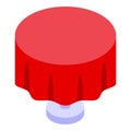 Round table with red tablecloth covering isometric illustration Royalty Free Stock Photo