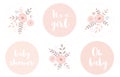 Cute Baby Shower Vector Sticker. Funny Decoration for Baby Girl Party. Royalty Free Stock Photo