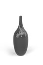 Round tall narrow neck graphite glass vase isolated on white