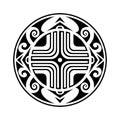 Round tattoo geometric ornament with swastika maori style