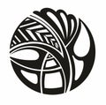 Round tattoo. Maori ethnic circle tatt Decorative wave ornament. Illustration for poster, icon, art sketch. Tribal vector design.