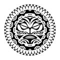 Round tattoo ornament with sun face maori style