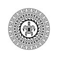 Round tattoo ornament with turtle maori style. African, aztecs or mayan ethnic style.