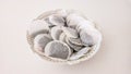 Round Tea Bags in White Ceramic Bowl Royalty Free Stock Photo