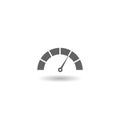 Round temperature gauge icon with shadow Royalty Free Stock Photo