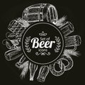 Round template with beer icons on black background