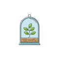 Round terrarium with plant flower vector icon symbol isolated on white background Royalty Free Stock Photo